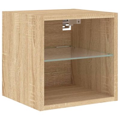 vidaXL TV Wall Cabinet with LED Lights Sonoma Oak 30x28.5x30 cm