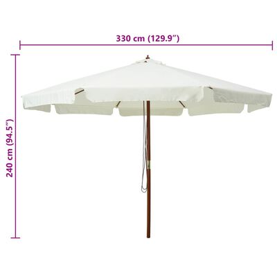 vidaXL Garden Parasol with Wooden Pole 330 cm Sand White