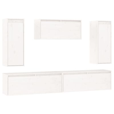 vidaXL TV Cabinets 5 pcs White Solid Wood Pine