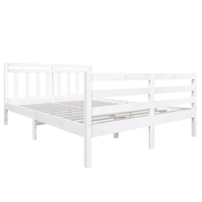 vidaXL Bed Frame without Mattress White Solid Wood 140x190 cm (810411+814095)