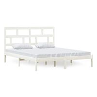 vidaXL Bed Frame without Mattress White Solid Wood 160x200 cm (810028+814205)