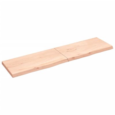 vidaXL Wall Shelf 200x50x(2-6) cm Untreated Solid Wood Oak