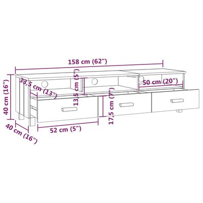 vidaXL TV Cabinet HAMAR Dark Grey 158x40x40 cm Solid Wood Pine