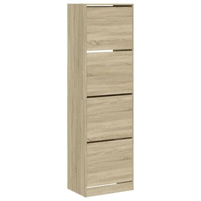 vidaXL Shoe Cabinet with 4 Flip-Drawers Sonoma Oak 60x42x204 cm