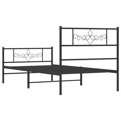 vidaXL Metal Bed Frame without Mattress with Footboard Black 100x200 cm