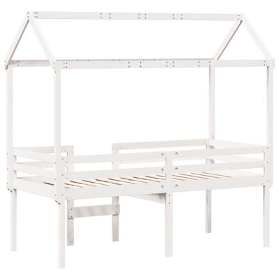 vidaXL High Sleeper Bed without Mattress White 75x190 cm Small Single Solid Wood Pine