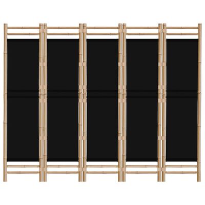 vidaXL Folding 5-Panel Room Divider 200 cm Bamboo and Canvas