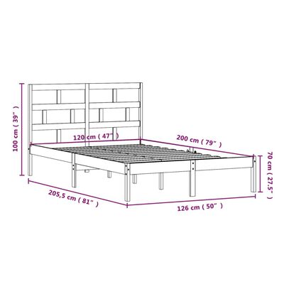 vidaXL Bed Frame without Mattress Solid Wood 120x200 cm (810012+814184)