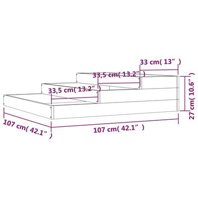 vidaXL Planter Grey 107x107x27 cm Solid Wood Pine