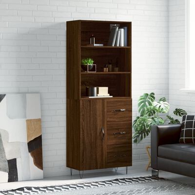 vidaXL Highboard Brown Oak 69.5x34x180 cm Engineered Wood