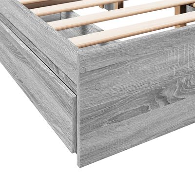 vidaXL Bed Frame with Drawers Grey Sonoma 140x190 cm Engineered Wood