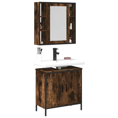 vidaXL 2 Piece Bathroom Furniture Set Smoked Oak Engineered Wood