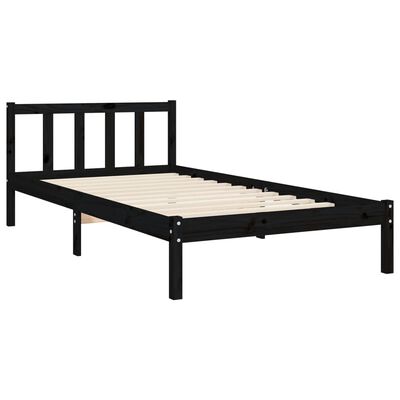 vidaXL Bed Frame without Mattress Black 100x200 cm Solid Wood Pine