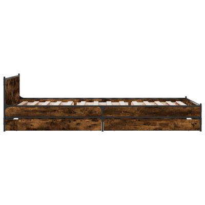 vidaXL Bed Frame with Drawers without Mattress Smoked Oak 100x200 cm