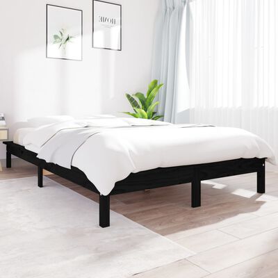 vidaXL Bed Frame without Mattress Black Double Solid Wood