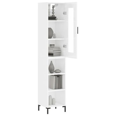 vidaXL Highboard High Gloss White 34.5x34x180 cm Engineered Wood