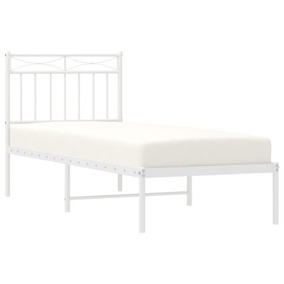 vidaXL Metal Bed Frame without Mattress with Headboard White 80x200 cm