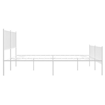 vidaXL Metal Bed Frame without Mattress with Footboard White 150x200 cm King Size