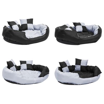 vidaXL Reversible & Washable Dog Cushion Grey and Black 85x70x20 cm