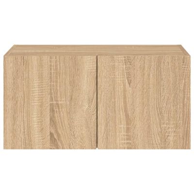 vidaXL TV Wall Cabinet with LED Lights Sonoma Oak 60x35x31 cm