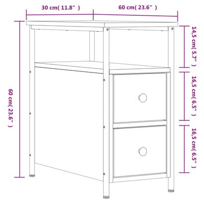 vidaXL Bedside Cabinets 2 pcs Smoked Oak 30x60x60 cm Engineered Wood