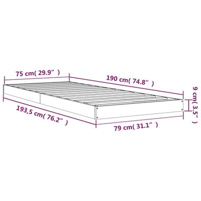 vidaXL Bed Frame without Mattress Honey Brown 75x190 cm Small Single Solid Wood Pine