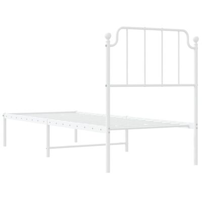 vidaXL Metal Bed Frame without Mattress with Headboard White 75x190 cm Small Single