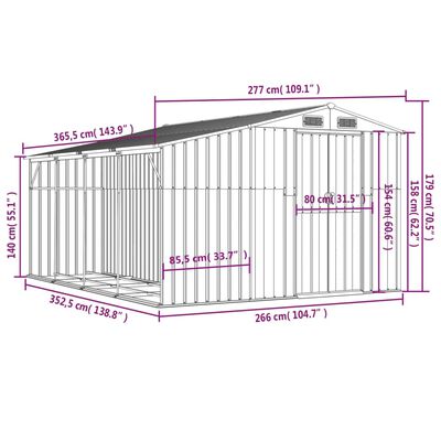 vidaXL Garden Shed Anthracite 277x365.5x179 cm Galvanised Steel