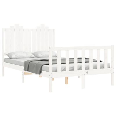 vidaXL Bed Frame with Headboard White 120x200 cm Solid Wood