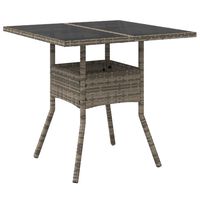 vidaXL Garden Table with Glass Top Grey 80x80x75 cm Poly Rattan
