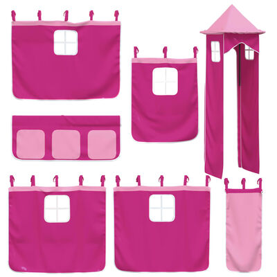 vidaXL Kids' Loft Bed with Tower without Mattress Pink 90x200 cm