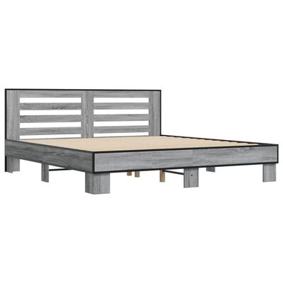 vidaXL Bed Frame without Mattress Grey Sonoma 180x200 cm Super King