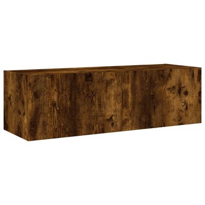 vidaXL 4 Piece TV Wall Cabinets with LED Lights Smoked Oak