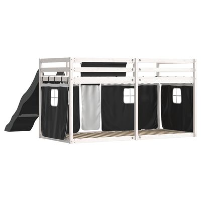 vidaXL Bunk Bed without Mattress with Slide White and Black 80x200 cm