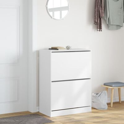 vidaXL Shoe Cabinet with 2 Flip-Drawers White 80x42x108 cm