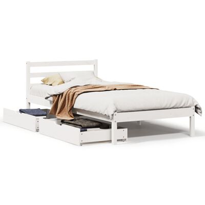 vidaXL Bed Frame without Mattress White 75x190 cm Small Single Solid Wood Pine