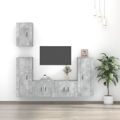 vidaXL 5 Piece TV Cabinet Set Concrete Grey Engineered Wood