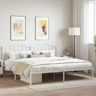 vidaXL Metal Bed Frame without Mattress with Headboard White 193x203 cm