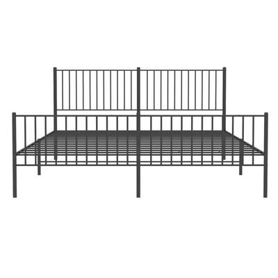 vidaXL Metal Bed Frame without Mattress with Footboard Black 180x200 cm Super King