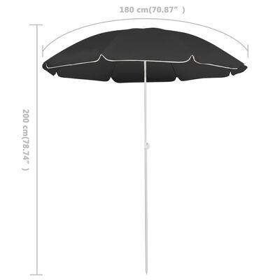 vidaXL Garden Parasol with Steel Pole Anthracite 180 cm