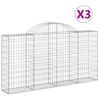 vidaXL Arched Gabion Baskets 3 pcs 200x30x100/120 cm Galvanised Iron