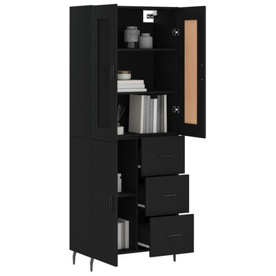 vidaXL Highboard Black 69.5x34x180 cm Engineered Wood