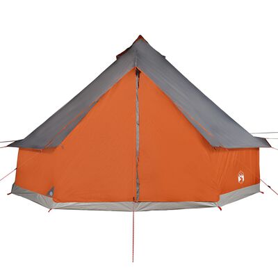 vidaXL Family Tent Tipi 10-Person Grey and Orange Waterproof