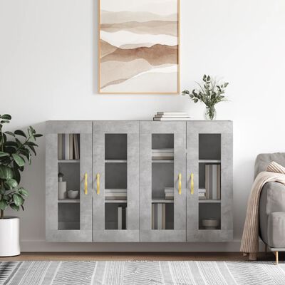 vidaXL Wall Mounted Cabinets 2 pcs Concrete Grey Engineered Wood