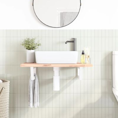 vidaXL Shelf Brackets for Washbasin 2 pcs White Trapezium Steel