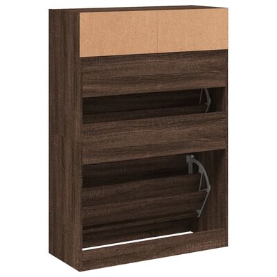 vidaXL Shoe Cabinet with 2 Flip-Drawers Brown Oak 80x34x116 cm