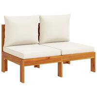 vidaXL Garden Sofa Armless with Cushions 2-Seater Solid Wood Acacia