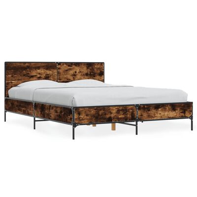 vidaXL Bed Frame without Mattress Smoked Oak 120x190 cm Small Double