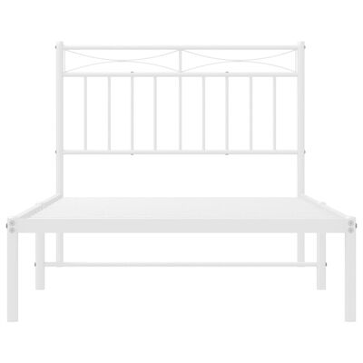 vidaXL Metal Bed Frame without Mattress with Headboard White 100x190 cm