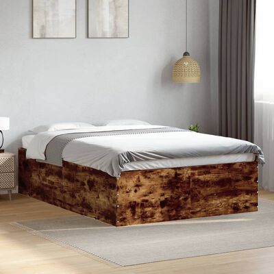 vidaXL Bed Frame without Mattress Smoked Oak 140x190 cm